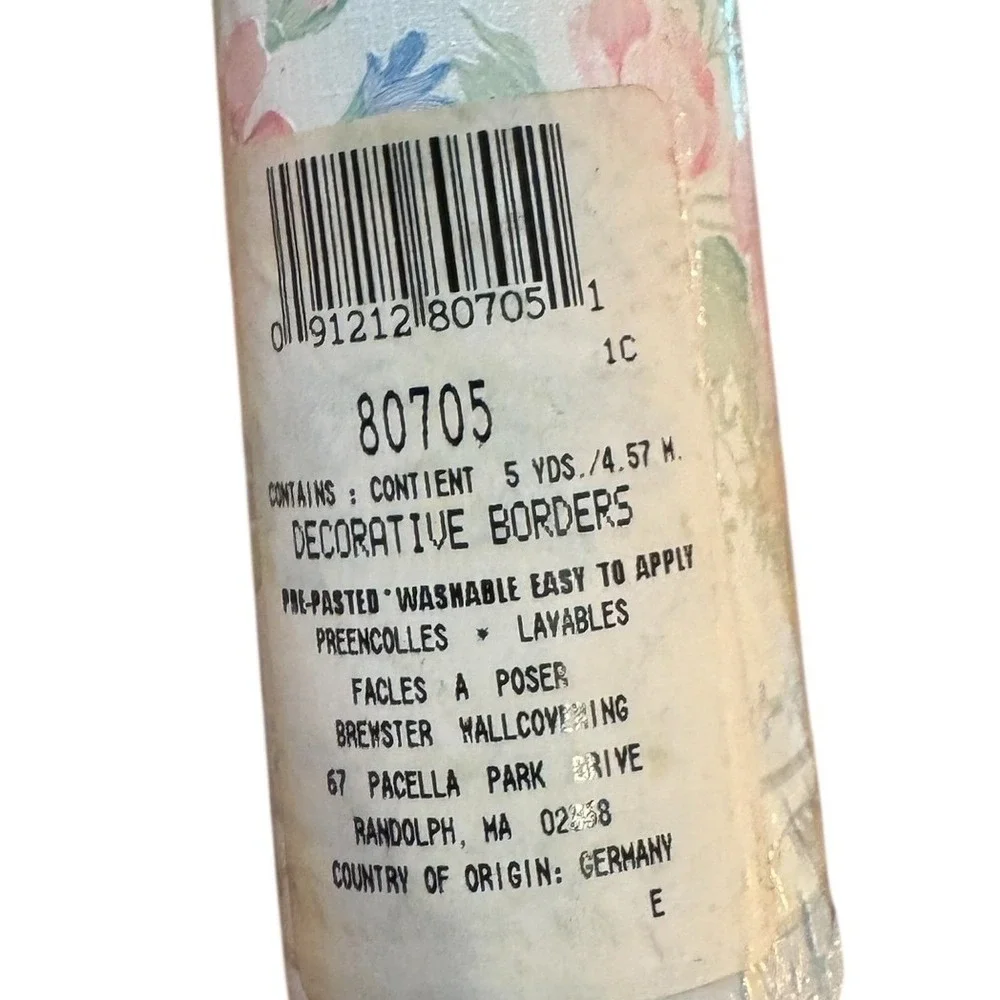 Brewster Floral Wallpaper Border Blue Pink Flowers 5 Yards 80705 Made in Germany